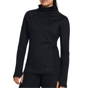 Women's UA OutRun The Cold Hooded shirt in black.